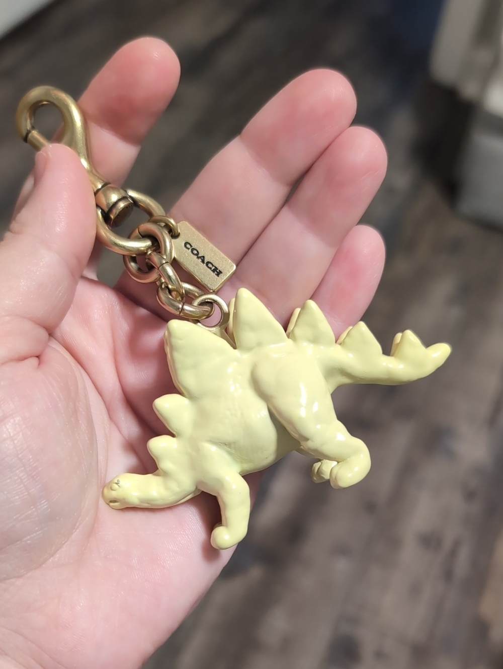 COACH Yellow Enamel Stegosaurus Keychain Charm - Picture 3 of 6